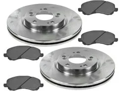 DIY Solutions - Front Semi Metallic Brake Pad And Rotor Kit - 5 Lug - Vented Rotors - 2007 - 2012 Dodge Caliber With Rear Drum Brakes - BFS00344