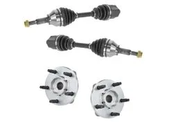 TRQ - Front CV Axle And Wheel Hub Bearing Assembly Kit - 4 Piece - 2006 - 2008 Chevrolet HHR Automatic Transmission (without ABS Brakes) - CSA64125