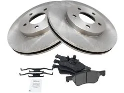 TRQ - Front Ceramic Brake Pad And Rotor Kit - 5 Lug - Vented Rotors - 2005 - 2012 Ford Escape 4WD 3.0L V6 - BKA11295