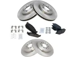 TRQ - Front And Rear Ceramic Brake Pad And Rotor Kit - 5 Lug - Vented Front Rotors - Solid Rear Rotors - 2011 - 2019 Ford Explorer - BKA11506