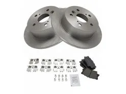 TRQ - Rear Ceramic Brake Pads And Rotor Kit - 5 Lug - Solid Rotors - 2007 - 2011 Toyota Camry - BKA11110