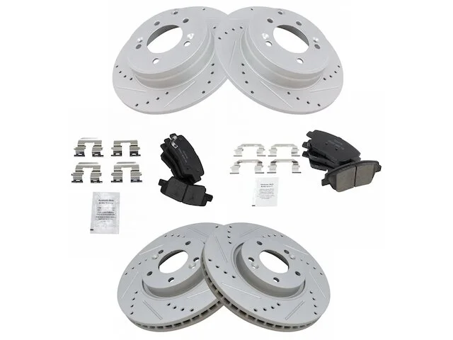 TRQ - Front And Rear Ceramic Brake Pad And Cross Drilled And Slotted Rotor Kit - 5 Lug - 2011 - 2015 Kia Optima 2.4L 4-Cylinder - BKA12599 3 TRQ - Front And Rear Ceramic Brake Pad And Cross Drilled And Slotted Rotor Kit - 5 Lug - 2011 - 2015 Kia Optima 2.4L 4-Cylinder - BKA12599