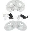 DIY Solutions - Front And Rear Ceramic Brake Pads And Cross Drilled And Slotted Rotor Kit - 4 Lug - 1990 - 1993 Mazda Miata - BFS02878 -Engine Electrical shop D0145 H849397 1
