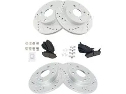 DIY Solutions - Front And Rear Ceramic Brake Pads And Cross Drilled And Slotted Rotor Kit - 4 Lug - 1990 - 1993 Mazda Miata - BFS02878