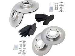 TRQ - Front And Rear Semi-Metallic Brake Pad And Rotor Kit - 2006 - 2012 Ford Fusion - BKA11183