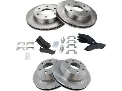 TRQ - Front And Rear Semi Metallic Brake Pad And Rotor Kit - 6 Lug - 2000 - 2006 Chevrolet Tahoe (with Limited Slip Differential And 13 Inch Diameter Rotors) - BKA11356