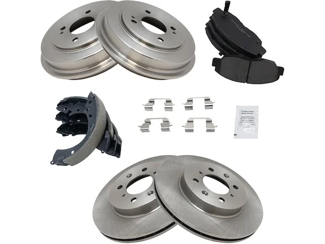TRQ - Front And Rear Semi Metallic Brake Pad Rotor Shoe Drum Kit - 2001 - 2005 Honda Civic - BKA11960 3 TRQ - Front And Rear Semi Metallic Brake Pad Rotor Shoe Drum Kit - 2001 - 2005 Honda Civic - BKA11960