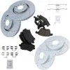 TRQ - Front And Rear Ceramic Brake Pad And Cross Drilled And Slotted Rotor Kit - 2006 - 2009 Audi A4 Quattro - BKA12483 -Engine Electrical shop D0151 D527662 1