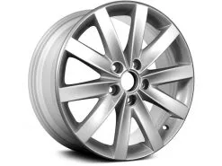 Action Crash - Aluminum Wheel - All Painted Silver - 17 X 7 Inch - 54mm Offset - 10 Spoke - 5 Stud - 2006 - 2014 Volkswagen Jetta - ALY69936U20N