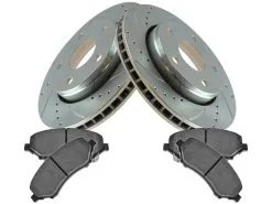 DIY Solutions - Front Ceramic Brake Pad And Cross Drilled And Slotted Rotor Kit - 2007 - 2017 Jeep Wrangler (with RPO Code BRW (Standard Brakes) - BFS01910