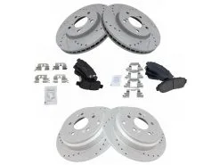 DIY Solutions - Front And Rear Ceramic Brake Pad And Cross Drilled And Slotted Rotor Kit - 5 Lug - 2005 - 2010 Honda Odyssey - BFS03135