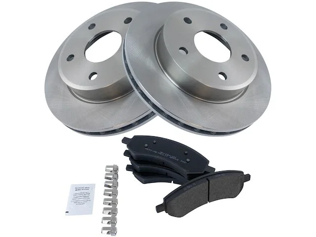 TRQ - Front Semi Metallic Brake Pad And Rotor Kit - 5 Lug - 2005 - 2010 Dodge Dakota - BKA10876 3 TRQ - Front Semi Metallic Brake Pad And Rotor Kit - 5 Lug - 2005 - 2010 Dodge Dakota - BKA10876