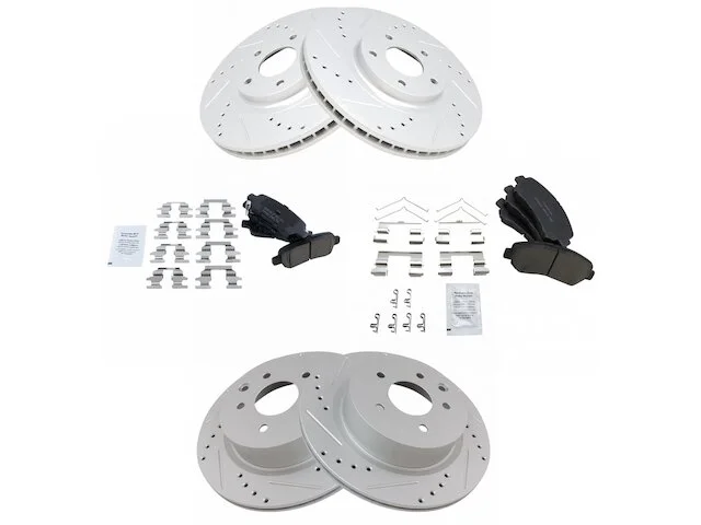 TRQ - Front And Rear Ceramic Brake Pad And Cross Drilled And Slotted Rotor Kit - 2009 - 2014, 2016 - 2017 Nissan Maxima - BKA12482 3 TRQ - Front And Rear Ceramic Brake Pad And Cross Drilled And Slotted Rotor Kit - 2009 - 2014, 2016 - 2017 Nissan Maxima - BKA12482