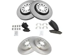 TRQ - Front And Rear Ceramic Brake Pad And Rotor Kit - 5 Lug - Vented Front Rotors - Solid Rear Rotors - 2005 - 2007 Ford Five Hundred - BKA11055