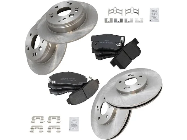 TRQ - Front And Rear Semi Metallic Brake Pads And Rotor Kit - 5 Lug - Vented Front Rotors - Solid Rear Rotors - 2004 - 2008 Acura TL Base - BKA11750 3 TRQ - Front And Rear Semi Metallic Brake Pads And Rotor Kit - 5 Lug - Vented Front Rotors - Solid Rear Rotors - 2004 - 2008 Acura TL Base - BKA11750