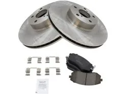TRQ - Front Ceramic Brake Pads And Rotor Kit - 5 Lug - Vented Front Rotors - 2002 - 2005 Subaru Outback Naturally Aspirated (Up To 09/00/2001) - BKA11032