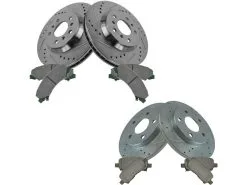DIY Solutions - Front And Rear Ceramic Brake Pad And Cross Drilled And Slotted Rotor Kit - 5 Lug - Vented Front Rotors - Solid Rear Rotors - 2011 - 2013 Chevrolet Impala - BFS01896