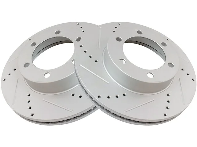 TRQ - Front Cross Drilled And Slotted Brake Rotor - Set Of 2 - Vented Rotors - 2000 - 2006 Toyota Tundra - BRA74672 4 TRQ - Front Cross Drilled And Slotted Brake Rotor - Set Of 2 - Vented Rotors - 2000 - 2006 Toyota Tundra - BRA74672 - Image 2