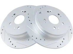 TRQ - Rear Cross Drilled And Slotted Brake Rotor - Set Of 2 - 5 Lug - Solid Rotors - Premium G-Coated - 2005 - 2016 Honda CR-V - BRA74924