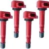 Replacement - Ignition Coil Kit - 4 Piece - Red - 2001 - 2005 Honda Civic 1.7L 4-Cylinder - 904-006R-K4 -Engine Electrical shop D0196 P282739 1